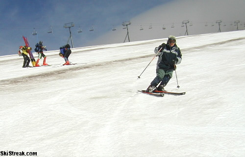 Skiing like he's been up here every day